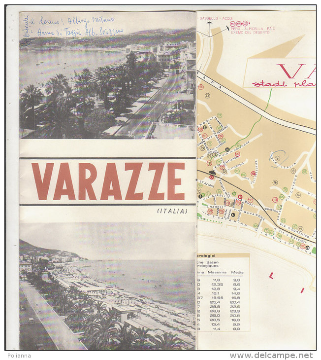 B1291 - Brochure Illustrata SAVONA - VARAZZE - PIANTA CITTA' - LISTA ALBERGHI Ed.Tipograf Anni '60 - Europa