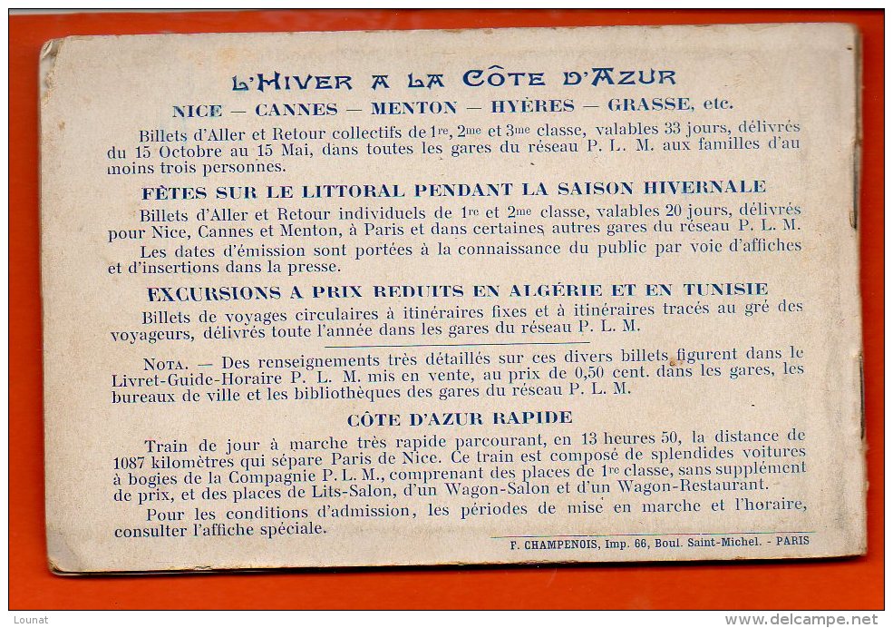 Chemin De Fer - PARIS-LYON-Méditerranée - Cote D'Azur - Corse -Algérie Tunisie - 10 Cartes Postales - Carnet - Trains