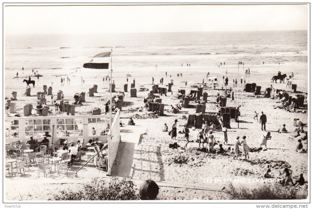 Zandvoort - Zee En Strand : Terras, Badhokjes, Ned. Vlag., Politie Ter Paard  -   Noord-Holland / Nederland - Zandvoort