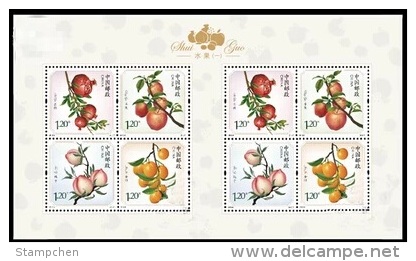 China 2014-15 Fruit Stamps Mini Sheet Apple Peach Pomegranate Kumquat Cumquat Scented Ink Unusual - Oddities On Stamps