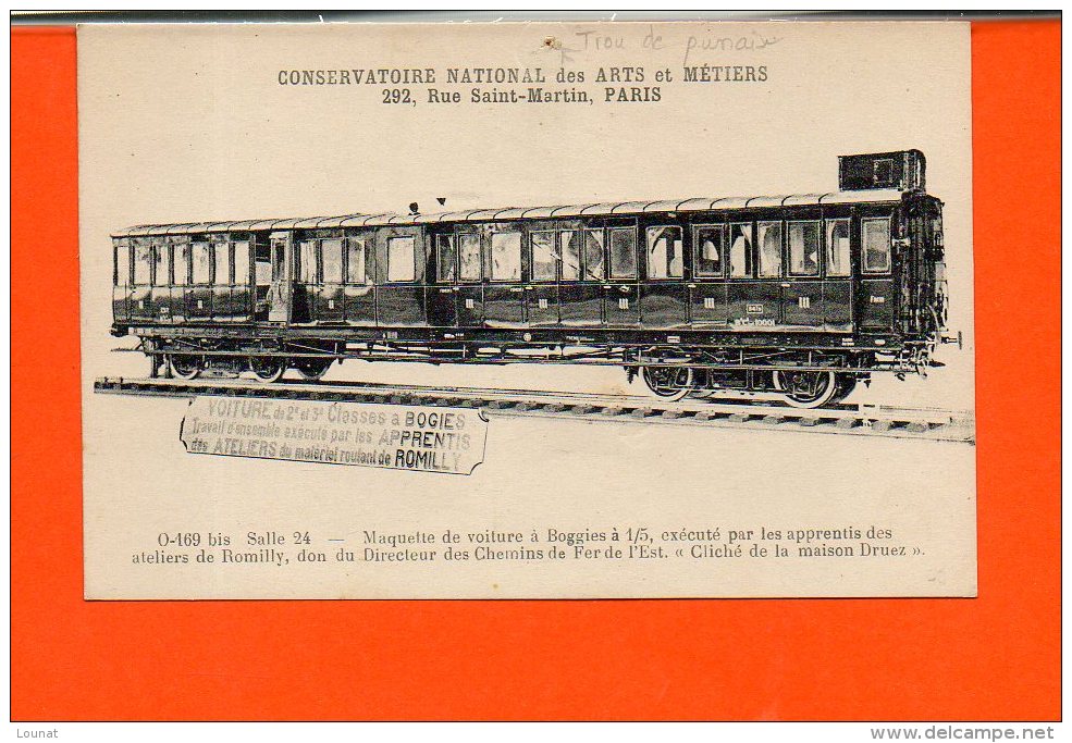 Chemin De Fer - Train Conservatoire National Des Arts Et Métiers - Maquette De Voiture à Boggies à 1/5 , Exécuté (état) - Trains