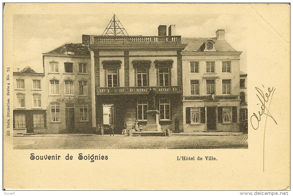 CP De SOIGNIES " Souvenir De Soignies - L'hôtel De Ville " . - Soignies