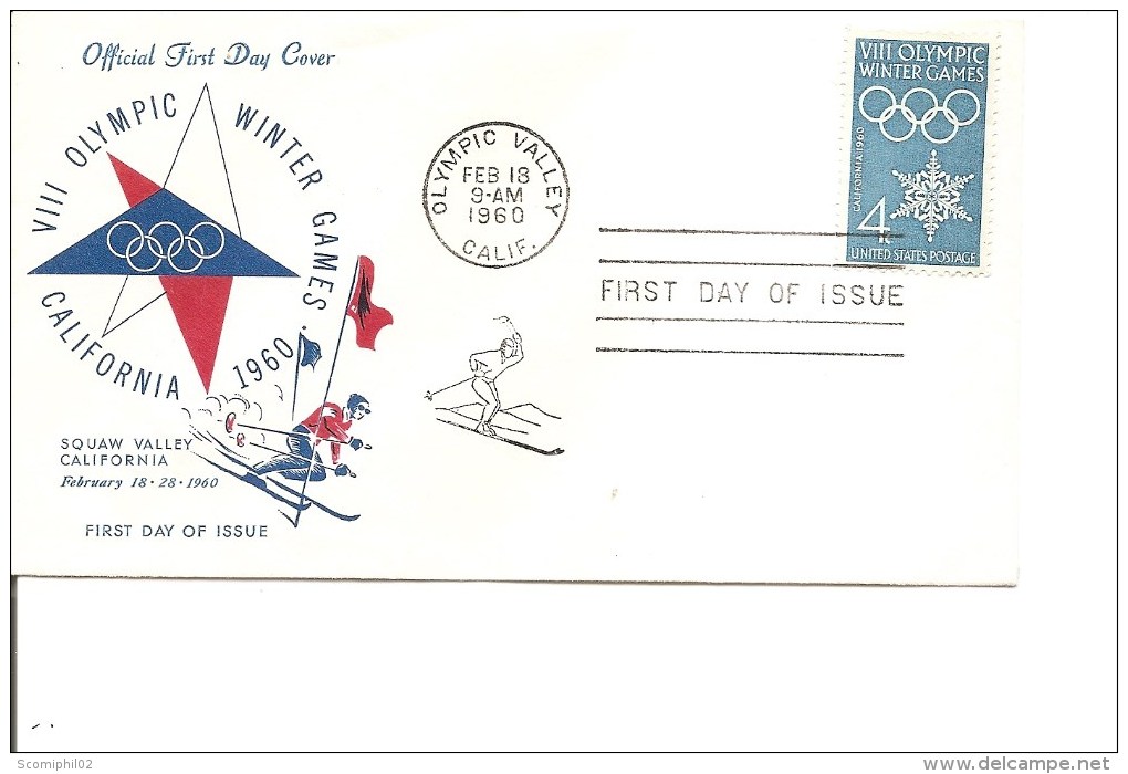 JO D'hiver De SquawValley -1960 ( FDC Des USA à Voir) - Hiver 1960: Squaw Valley