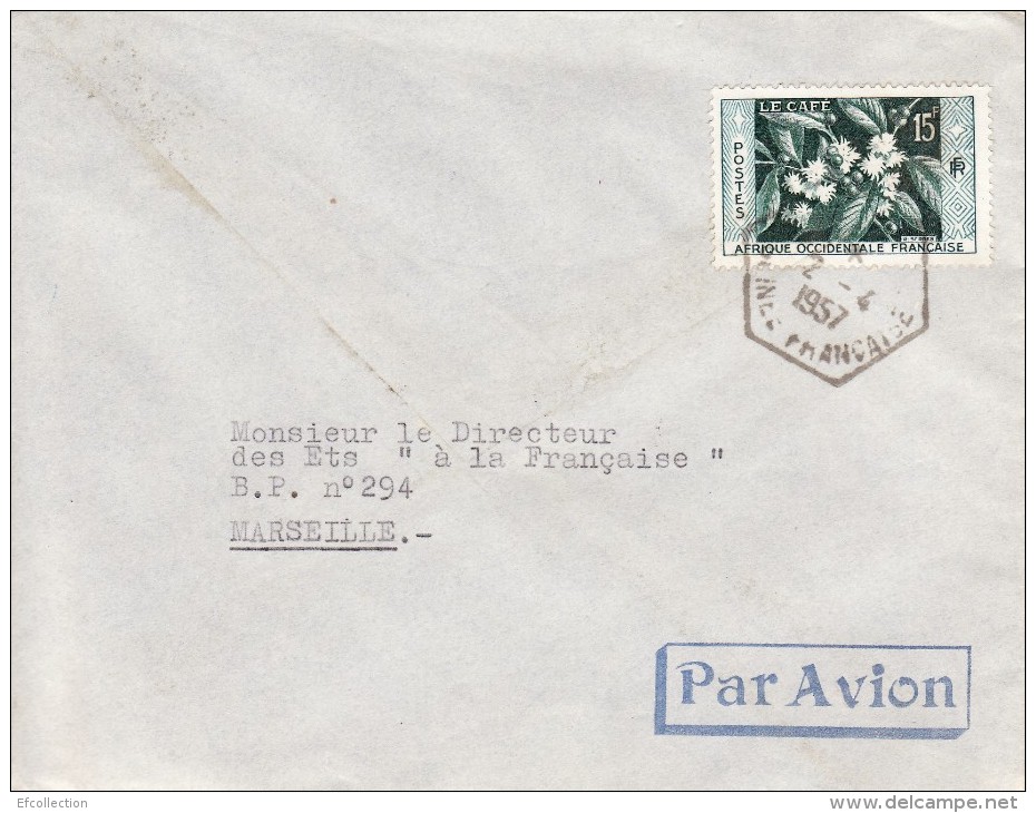 Nzérékoré Guinée Afrique Colonie Française Lettre Par Avion Pour La France Timbre Stamp Café Cad Hèxagonal Marcophilie - Brieven En Documenten