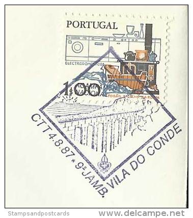 Portugal Cachet Commémoratif Scouts Vila Do Conde Aqueduc 1987 Event Pmk Scouting Vila Do Conde Aqueduct - Lettres & Documents