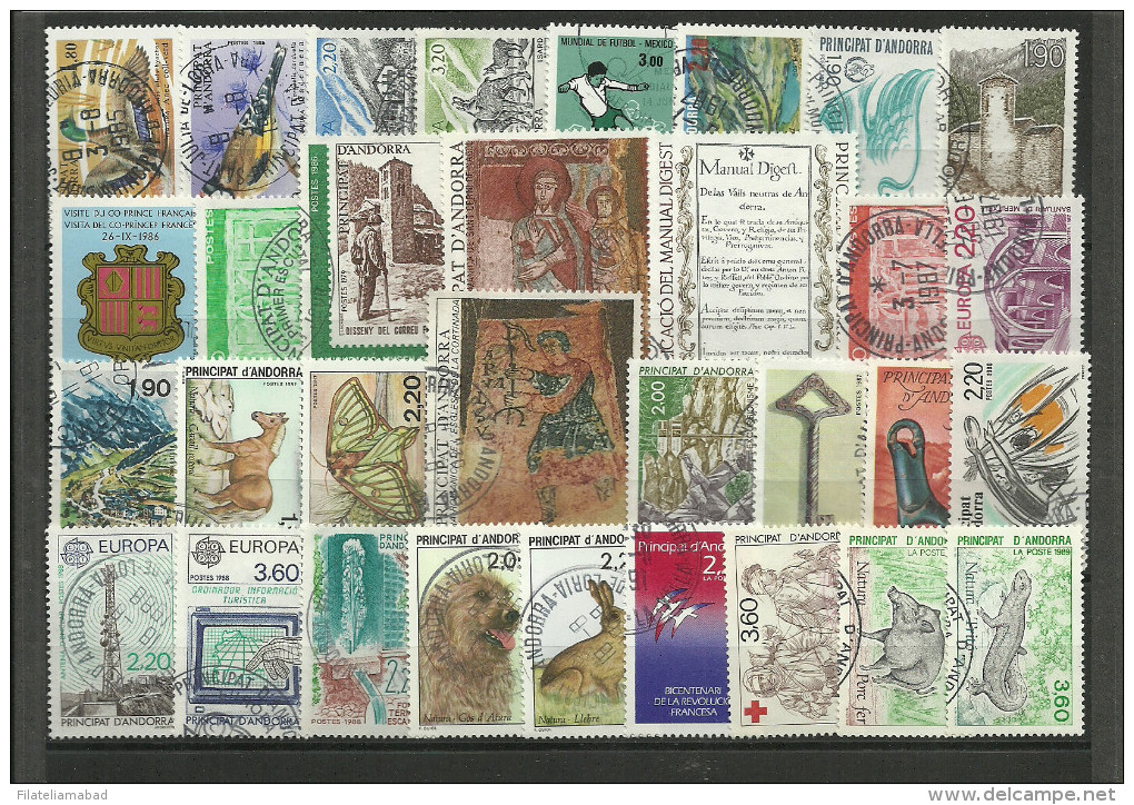 ANDORRA- CORREO FRANCES LOTE DE SELLOS USADOS O CON MATASELLOS OFERTA ESPACIAL 50 ANIVERSARIO (K-3-C.08.14) - Used Stamps