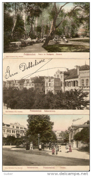 Franzensbad 3 CARTES Couleur N° 376a  379 1508 Edit. Hermaan Poy Dresden - Czech Republic