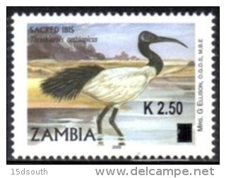 Zambia - 2014 K2.50 Ibis Overprint (**) - Cigognes & échassiers