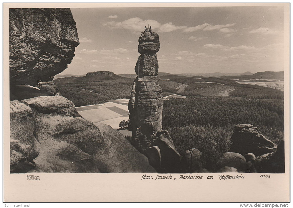 AK Walter Hahn 8163 Elbsandsteingebirge Barbarine Am Pfaffenstein Fels Kletterer Sächsische Schweiz Bei Königstein Pirna - Gohrisch