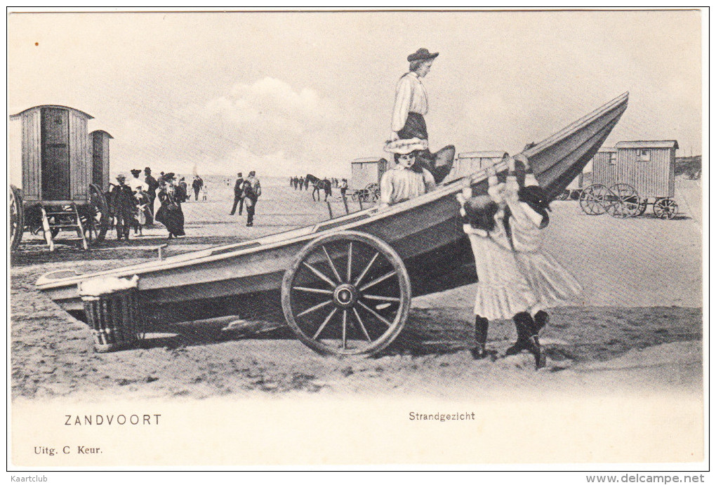 Zandvoort - Strandgezicht ( Mobiele Badhokjes, Sloep, Kinderen -  Noord-Holland / Nederland - Zandvoort