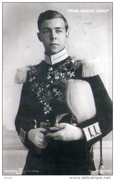 Militaria : Carte Photo : Suède - Prins Gustaf Adolf (1925) - Personnages