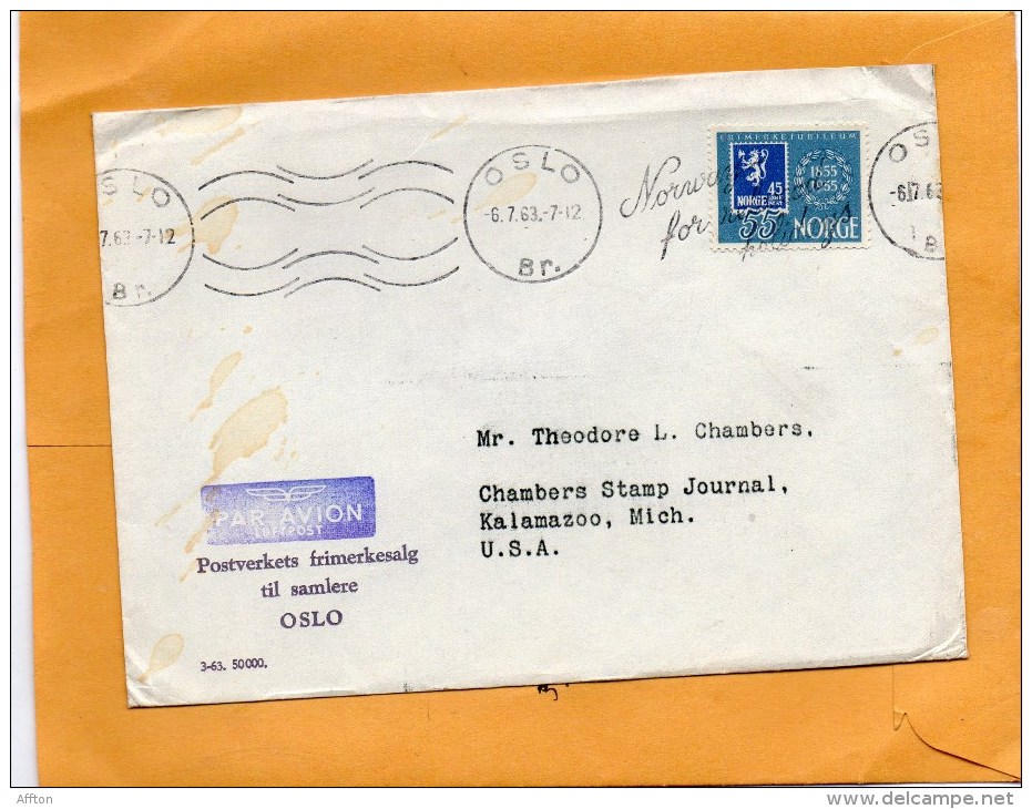 Norway 1963 Cover Mailed To USA - Cartas & Documentos