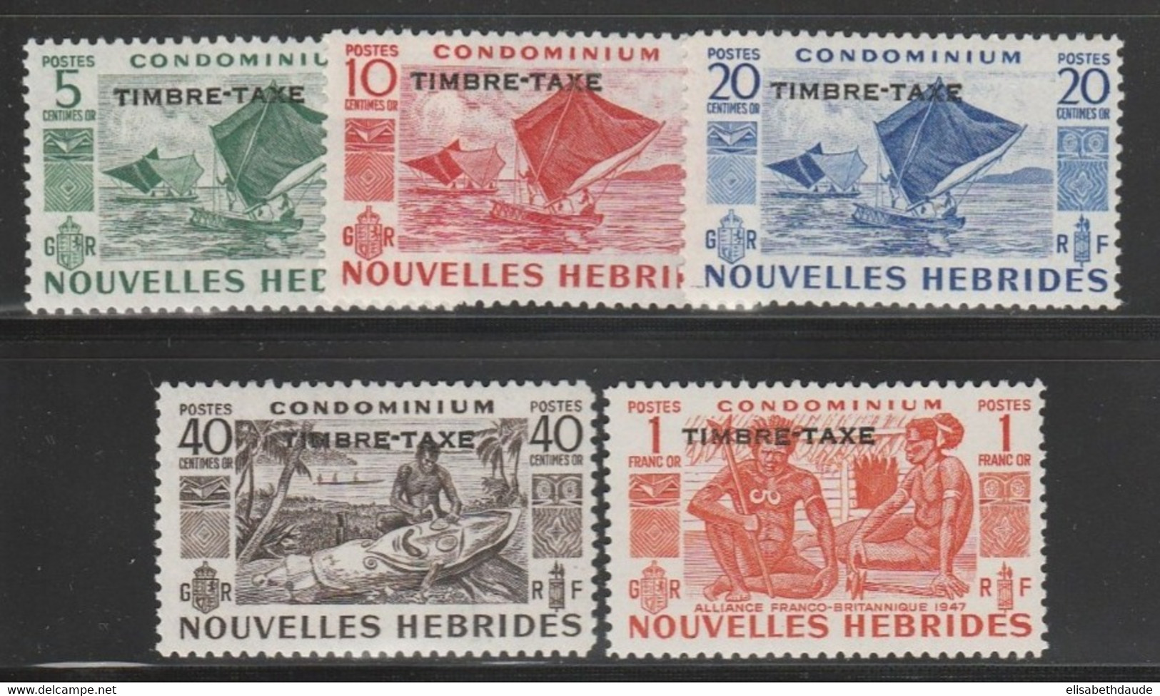 NOUVELLES-HEBRIDES - 1953 - YVERT TAXE N° 26/30 * MLH - COTE = 37 EUROS - Nuovi