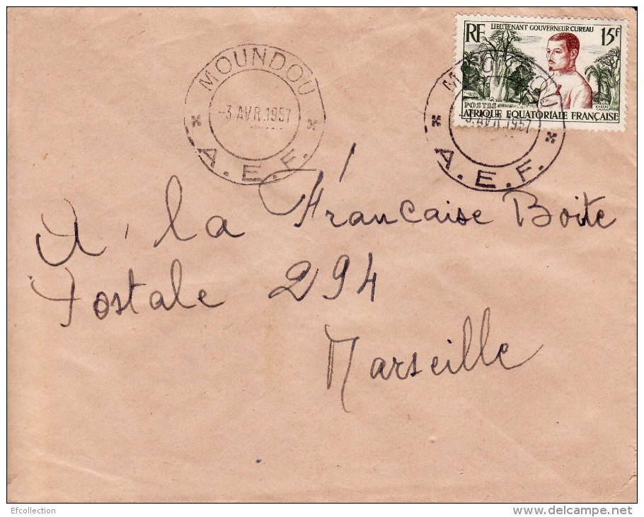 Moundou Tchad Afrique Colonie Française Lettre Par Avion France Timbre Stamp Lieutenant Gouverneur Cureau Marcophilie - Covers & Documents