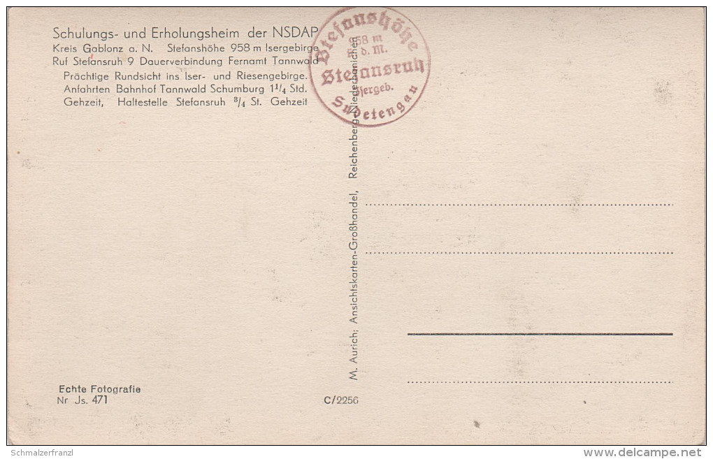 AK Rösslerbaude NSDAP Rösslerova Chata Stephansruh Stefansruh Prichowitz Wurzelsdorf Stempel Stefanshöhe Isergebirge - Sudeten