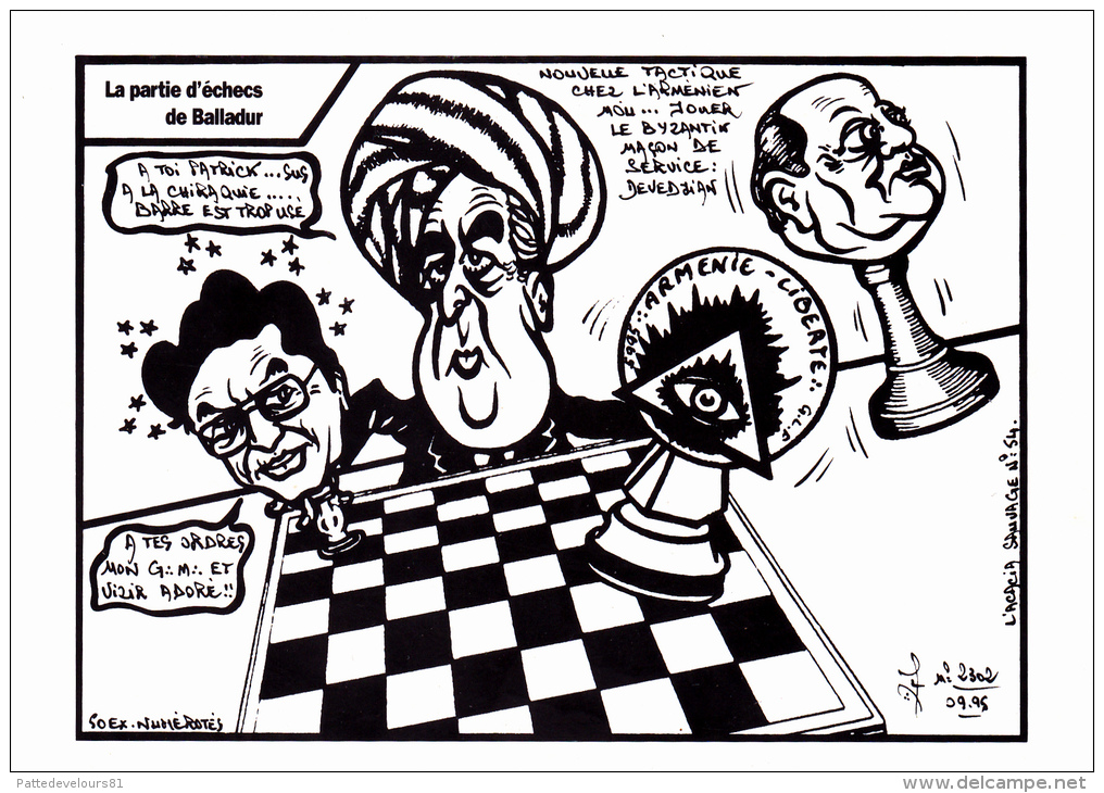 CPSM BALLADUR DEVEDJIAN BARRE Arménien Franc-Maçonnerie  Echecs Chess Caricature Tirage Limité LARDIE - Satiriques