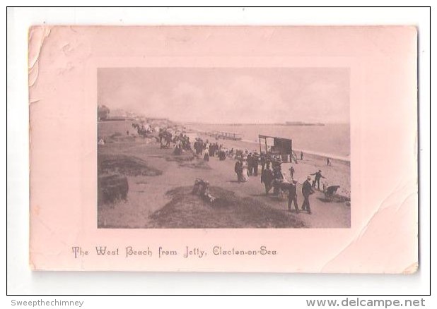 RP Clacton On Sea Palace West Beach From Jetty Shows Pier & Steamer + Pierrot Theatre Stand - Clacton On Sea