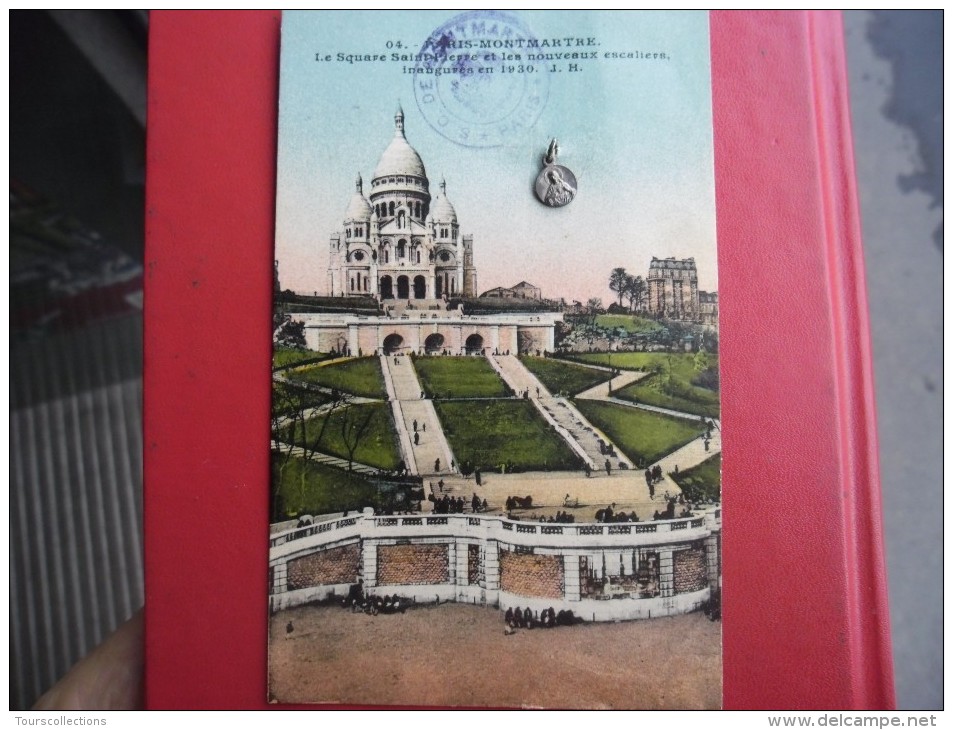 CPA De 1931 Du Sacré Coeur à Paris à Montmartre Avec Adjonction Médaille De Ce Lieu - Monuments