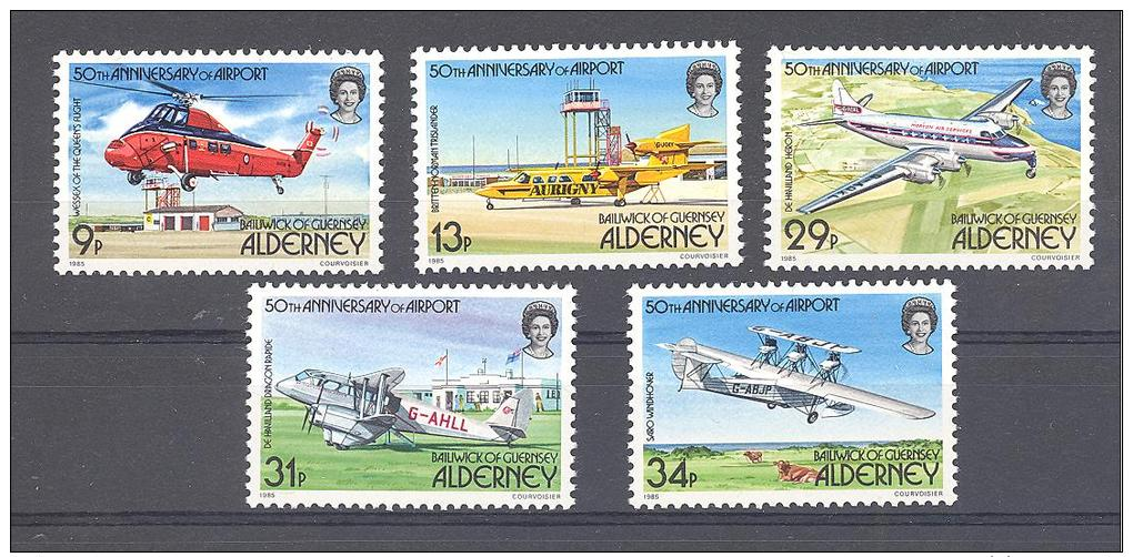 Michel # 18 - 22  50th Anniversary Of Airport - Alderney