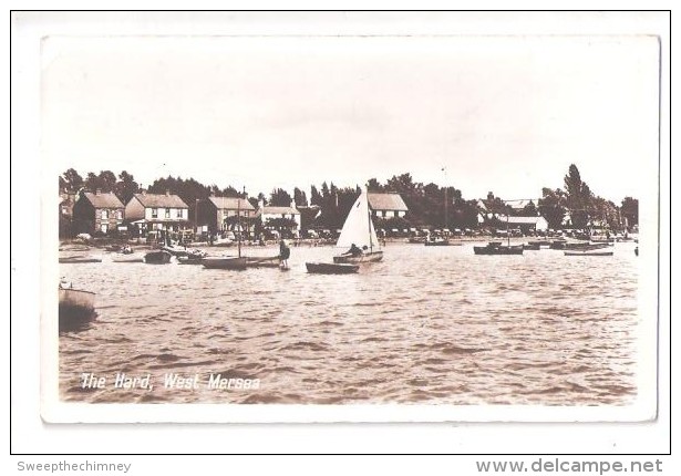 RP THE HARD WEST MERSEA  REAL PHOTO POSTCARD COLCHESTER ESSEX YACHT YACHTING UNUSED CREASED - Other & Unclassified