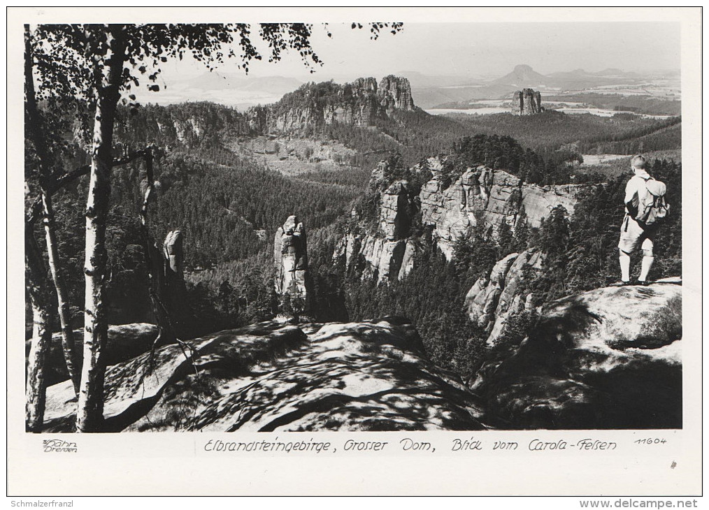 Foto Handabzug AK Walter Hahn 11604 Grosser Dom Blick Vom Carola Felsen Falkenstein Schrammsteine Sächsische Schweiz - Kirnitzschtal