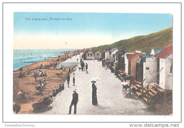 POSTCARD ESSEX FRINTON ON SEA  THE ESPLANADE BEACH + BEACH HUTS UNUSED - Autres & Non Classés