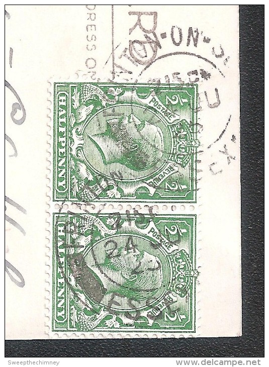 2 X 1/2D GREEN STAMPS PAIR FROM A BOOKLET OBVIOUS EXCESS PERFORATIONS UNCHECKED FOR VARIATIONS PERFORATIONS ETC - Cartas & Documentos