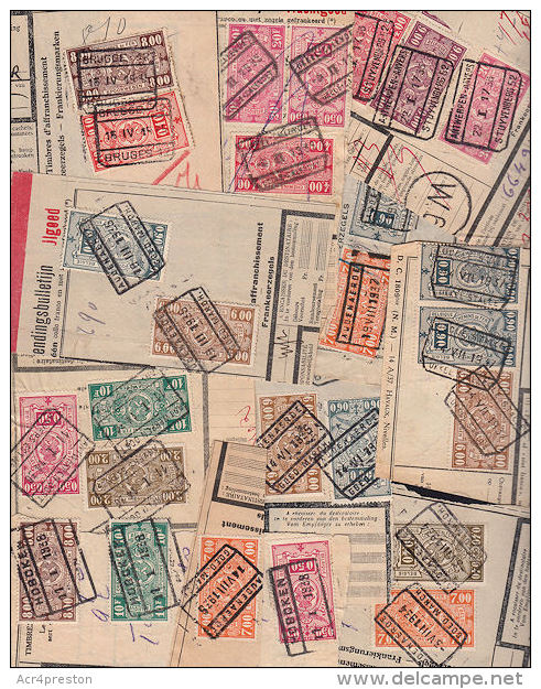 F0078 BELGIUM 1930s, 75+ Railway Parcel Stamps On Piece - Stamps