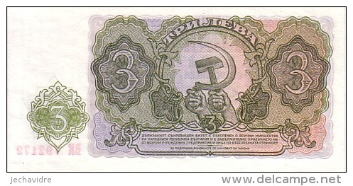 BULGARIE   3 Leva  Daté De 1951  Pick 81 A      ***** BILLET  NEUF ***** - Bulgarije