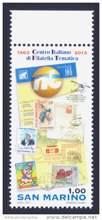 2013 SAN MARINO "50° ANNIVERSARIO CENTRO ITALIANO DI FILATELIA TEMATICA (CIFT)" SINGOLO MNH - Neufs