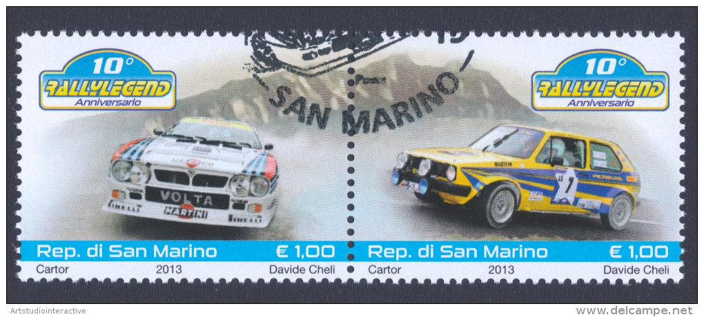 2013 SAN MARINO "10° ANNIVERSARIO RALLY LEGEND" SINGOLO ANNULLO PRIMO GIORNO - Usati