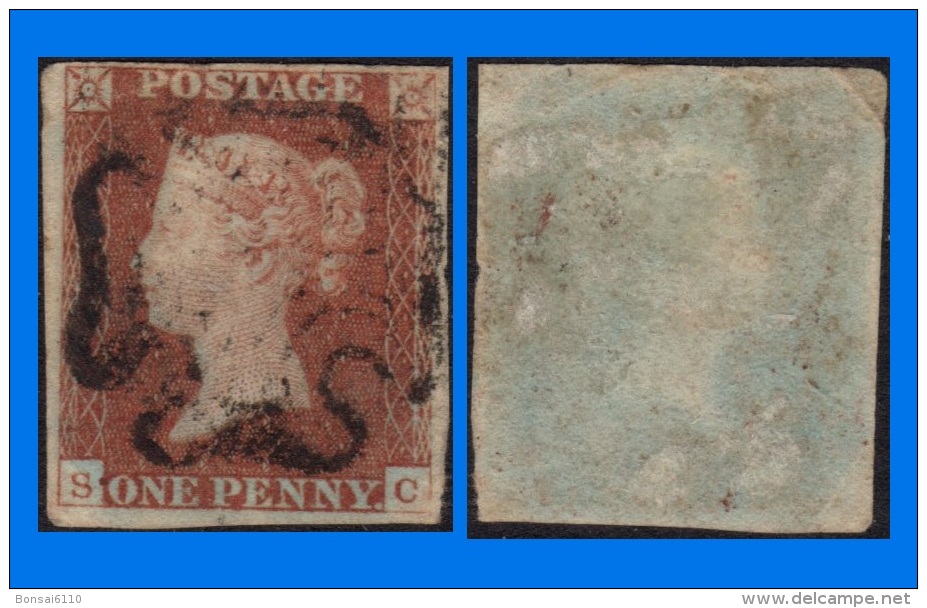 GB 1841-0017, QV 1d Red-Brown "S-C" SG8 Plate 25 (Spec BS14e), Sound Used 3 Large Margins MC - Used Stamps