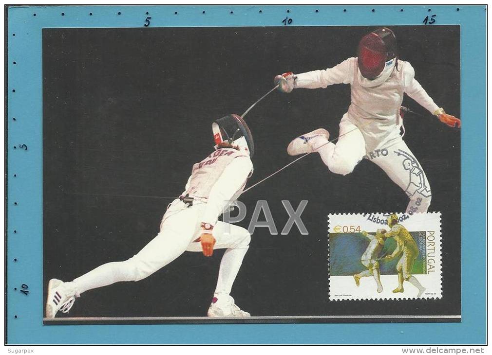 Desporto - ESGRIMA - FENCING - ESCRIME - 2002 - CARTE MAXIMUM CARD - MAXIMUMKARTE - PORTUGAL - 2 Scans - Escrime