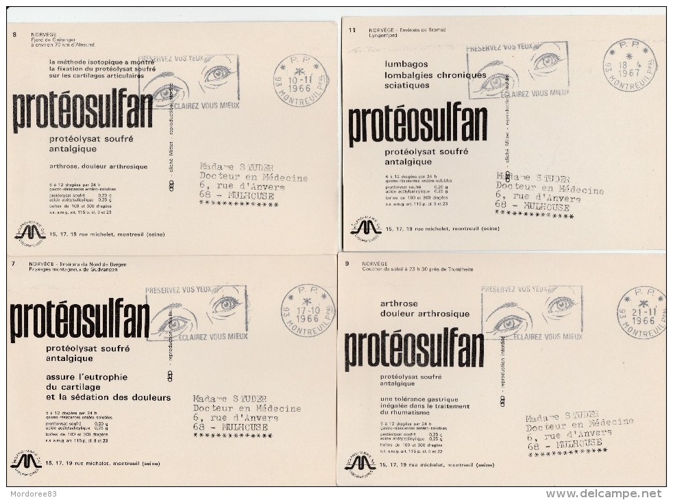 COLLECTION LOT 10 CARTES NORVEGE PUB PROTEOSULFAN PP 1966/67 - Pharmacy