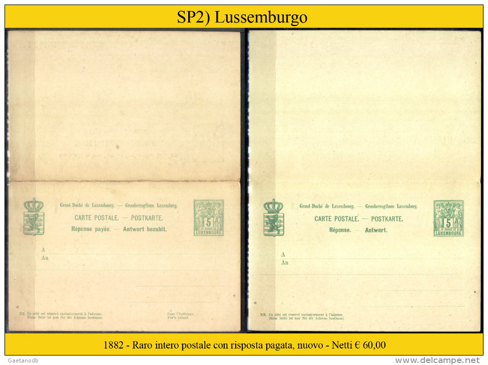 Lussemburgo-SP002 - 1882 - Intero Postale Con Risposta Pagata - Nuovo - - Ganzsachen