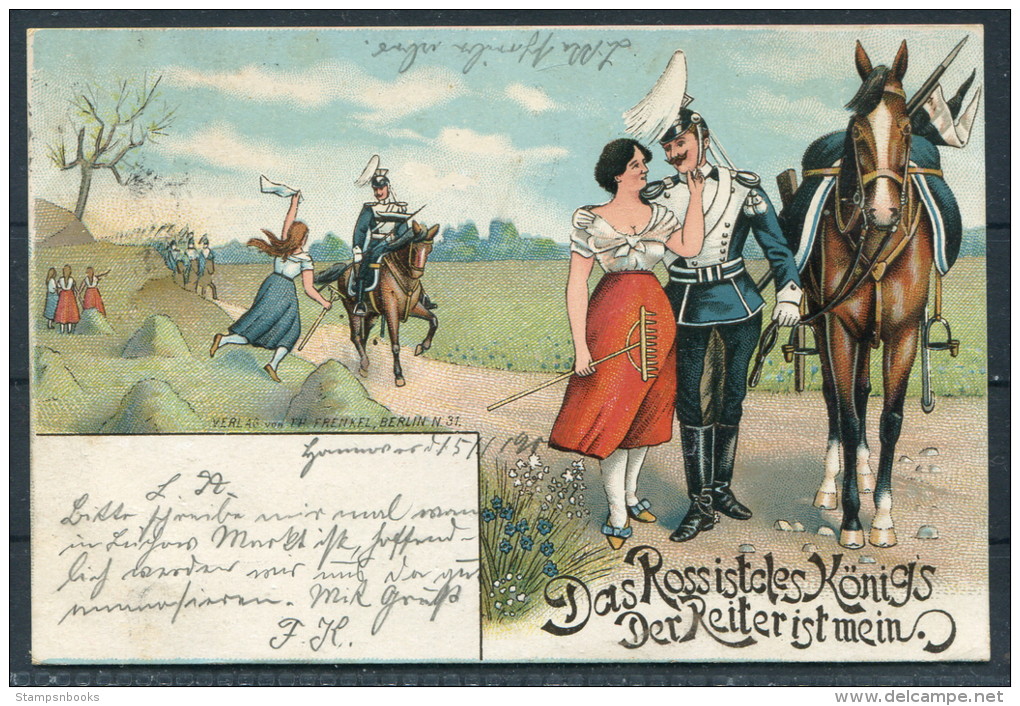 1900 Militaire - Das Rossistcles Königs Der Reiteristmein UHLAN Romance Hannover Kusten Postcard - Patriotic