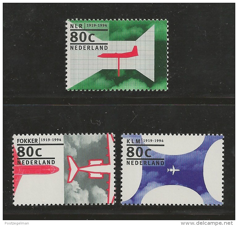 NEDERLAND, 1994, MNH Stamps, Dutch Aeroplanes, Nrs. MI 1508-1510, #5551 - Unused Stamps