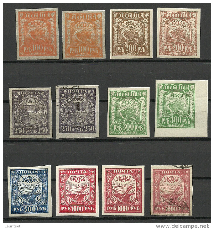 RUSSLAND RUSSIA Russie  1921 Various Michel 156 - 161 Color Tones & Paper Types */o - Ungebraucht