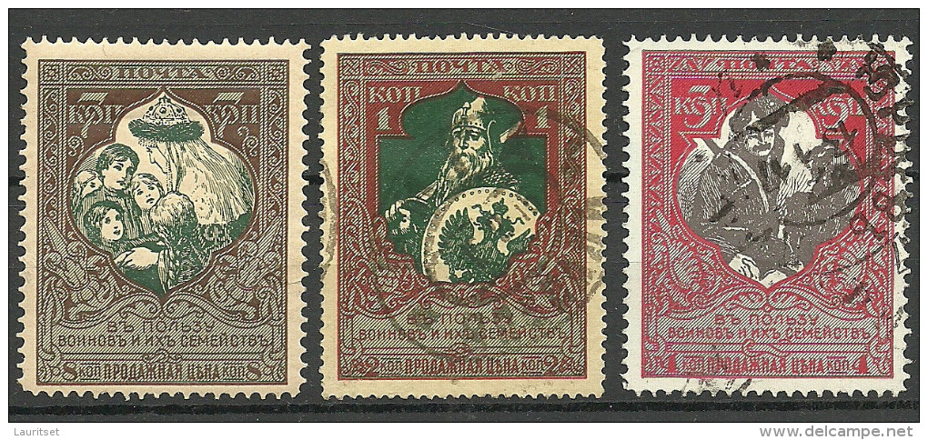 RUSSLAND RUSSIA Russie 1914/15 Charity Kriegshilfe, 3 Marken */o - Usati