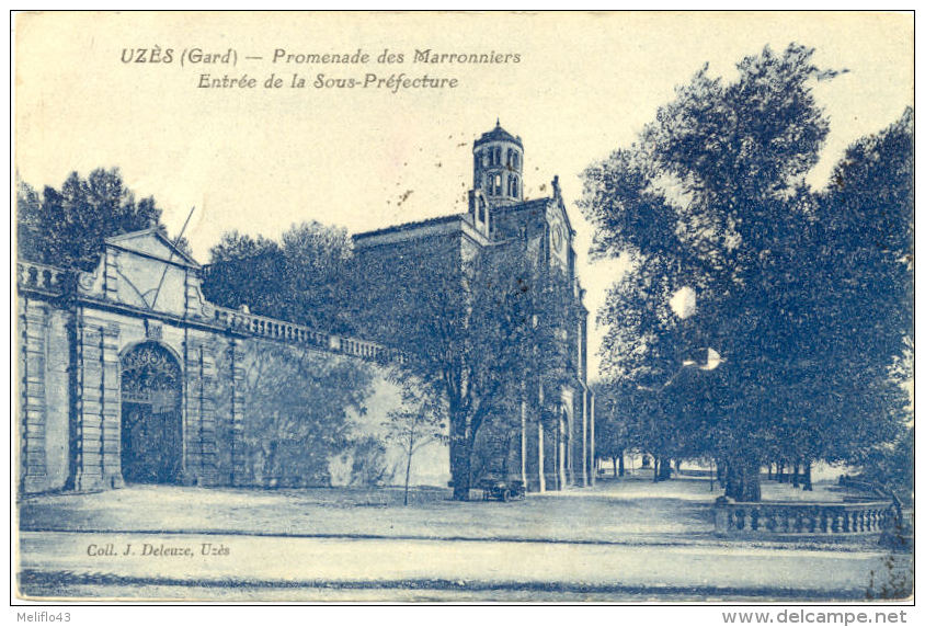 30/CPA - Uzès - Promenade Des Marronniers - Entrée De La Sous Préfecture - Uzès