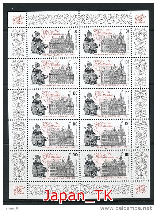 DEUTSCHLAND Mi.Nr. 1773  Wormser Reichstag - Kleinbogen- MNH - Mi. 16€  Siehe Scan - Otros & Sin Clasificación