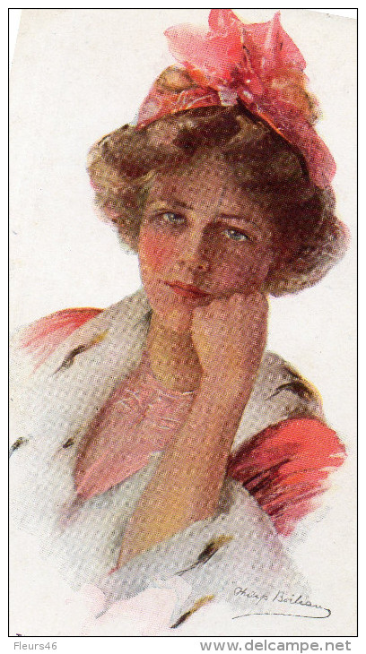 Illustrée Signée Philip BOILEAU : Femme Au Turban Rose : THE EYES SAY NO,THE LIPS SAY YES - Boileau, Philip