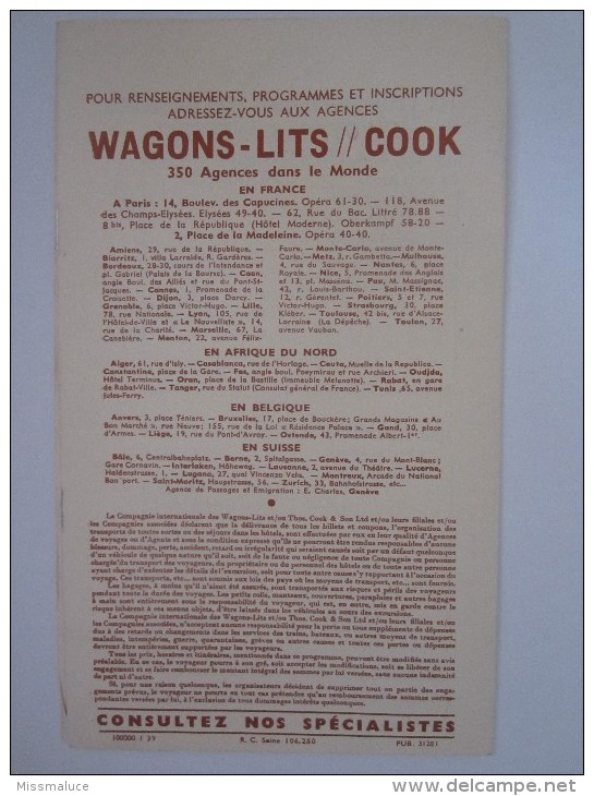 PUBLICITÉ BATEAU PAQUEBOT LISTE CROISIÈRES WAGONS LIT COOK - Other & Unclassified