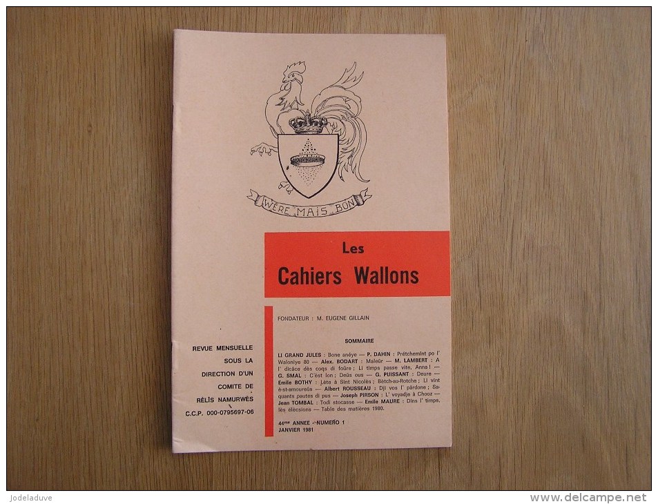 LES CAHIERS WALLONS N° 1 1981 Tombal Smal Maure Lambert Dahin Puissant  Poètes Poèsie Dialecte Namur Poêmes Patois - België