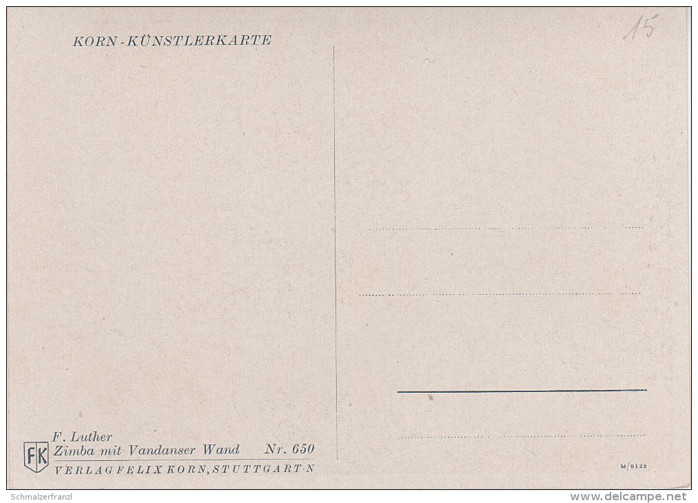 Korn Künstlerkarte AK F. Luther Zimba Mit Vandanser Wand Nr. 650 - 1900-1949