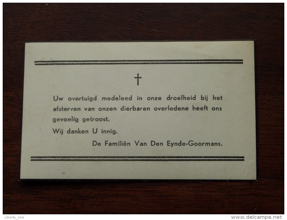 IN MEMORIAM Alois Lodewijk Van Den EYNDE 1917 - 1947 ( Details Zie Foto´s ) ! - Religion & Esotericism