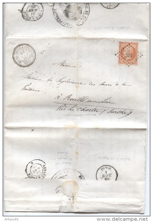 Lettre Timbrée Du Maire De Bazouges-la-Pérouse (35) Aux Religieuses De Ruillé, 29/8/1860 - Historical Documents