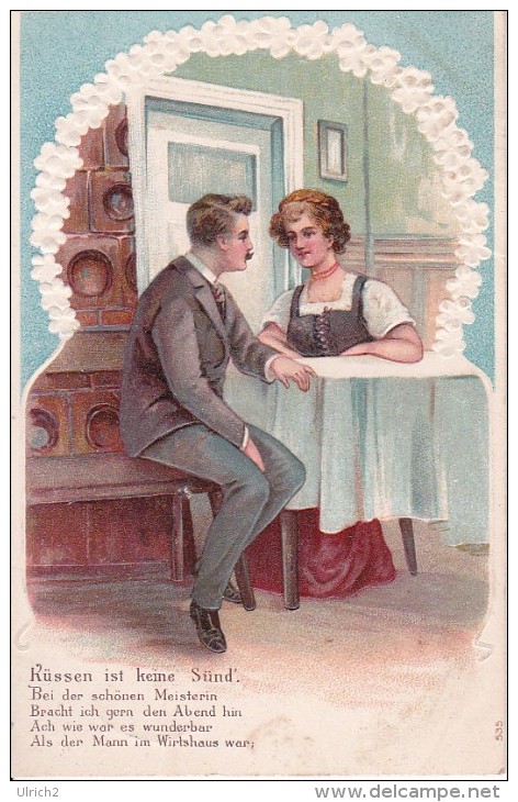 AK Küssen Ist Keine Sünd' - Reliefkarte - 1907 (7553) - Paare