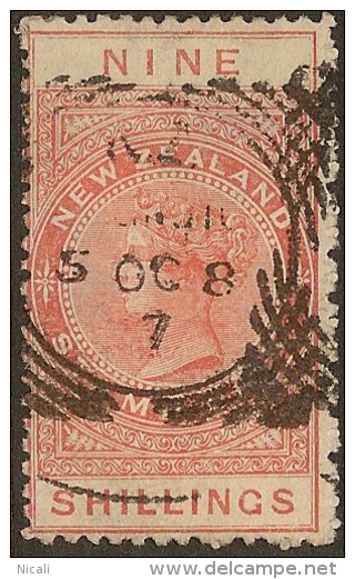 NZ 1882 9/- Long Type QV SG F18 U #CD273 - Fiscali-postali