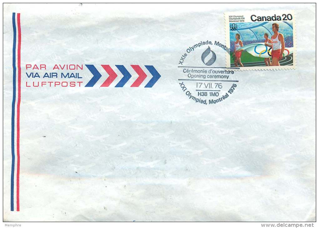 1976  Montreal Olympics  Sc 682  Opening Ceremony  Cancel Unaddressed Cover - Lettres & Documents